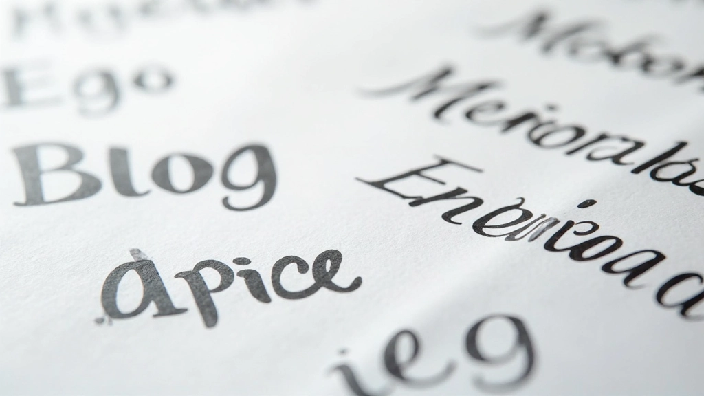 Diverse typografievoorbeelden met verschillende lettertypen en gewichten getoond op wit papier